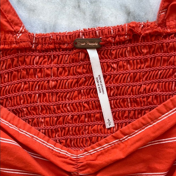 Free People Orange and White Striped Women's Top | Small - Picture 5 of 6